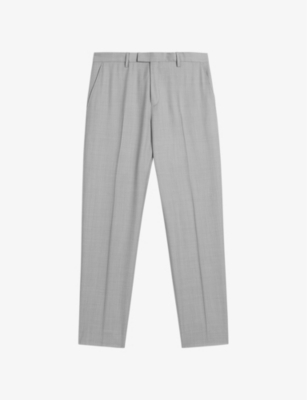 Ted Baker Mens Lt-grey Byront Slim-fit Straight-leg Wool Trousers