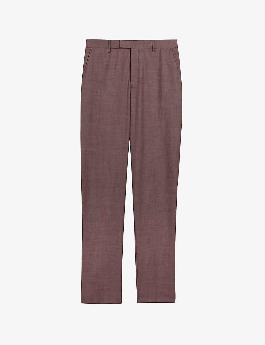 Shop Ted Baker Men's Mid-pink Byront Slim-fit Straight-leg Wool Trousers