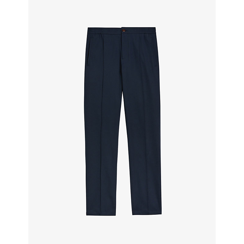 Ted Baker Mens Navy Rodny Slim-fit Straight-leg Stretch-woven Trousers
