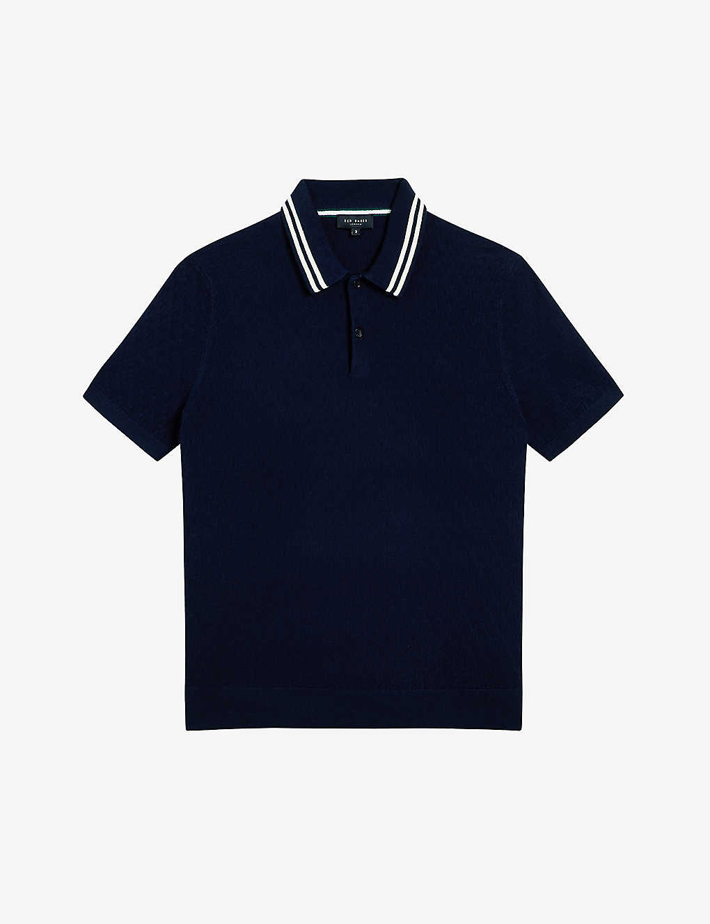 Ted Baker Mens Navy Mahana T-stitch Stretch-woven Polo Shirt