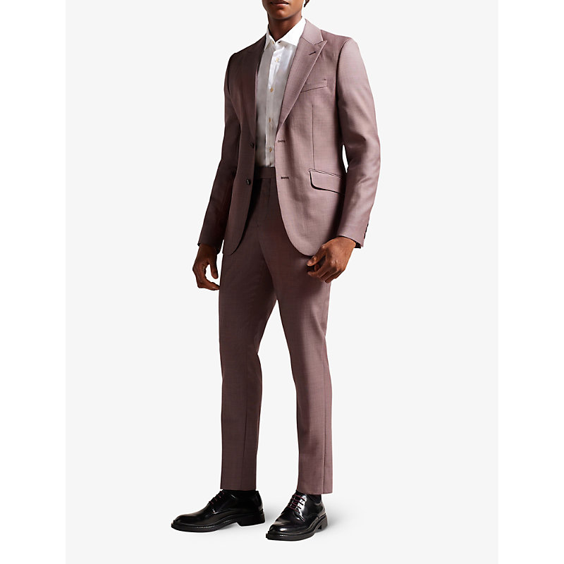 Shop Ted Baker Slim-fit Single-breasted Wool Blazer In Mid-pink