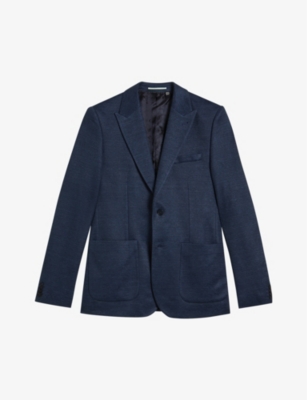 TED BAKER: Single-breasted slim-fit cotton-jersey blazer