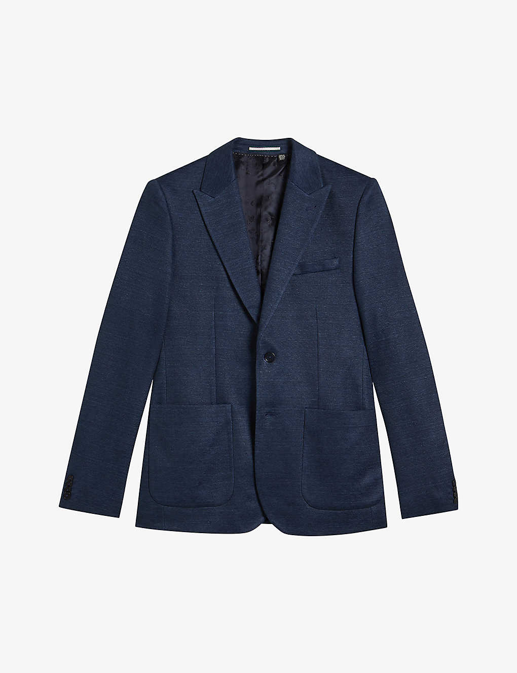 Shop Ted Baker Single-breasted Slim-fit Cotton-jersey Blazer In Navy