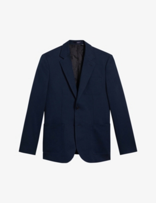 TED BAKER: Shakerj slim-fit striped cotton and linen-blend jacket
