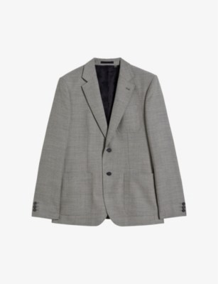 Ted Baker Mens Grey Luccaj Slim-fit Wool Jacket