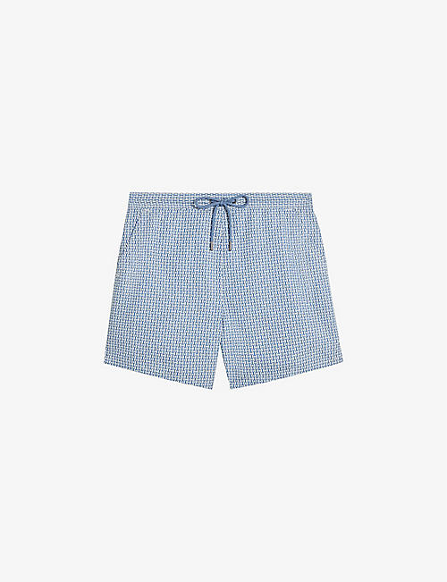 TED BAKER: Popov geometric-print recycled-polyester swim shorts
