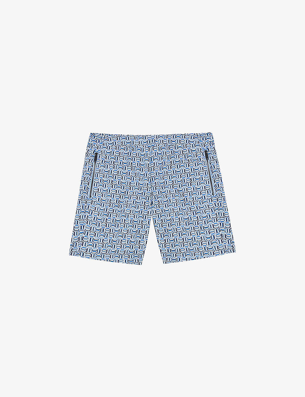Ted Baker Mens Blue Crabbe Geometric-print Regular-fit Woven Swim Shorts