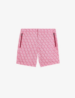 Ted Baker Kloch Geometric Print Swim Shorts In Pink