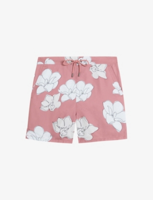 TED BAKER: Ampbell floral-print recycled-polyester swim shorts