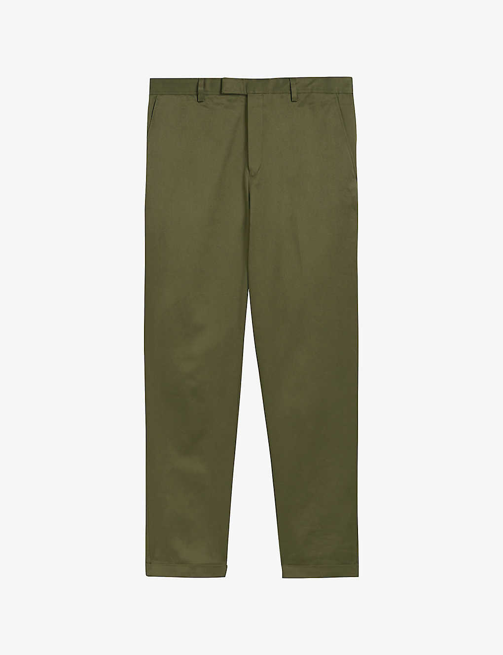 Ted Baker Mens Dk-green Slim-fit Mid-rise Cotton-twill Trousers