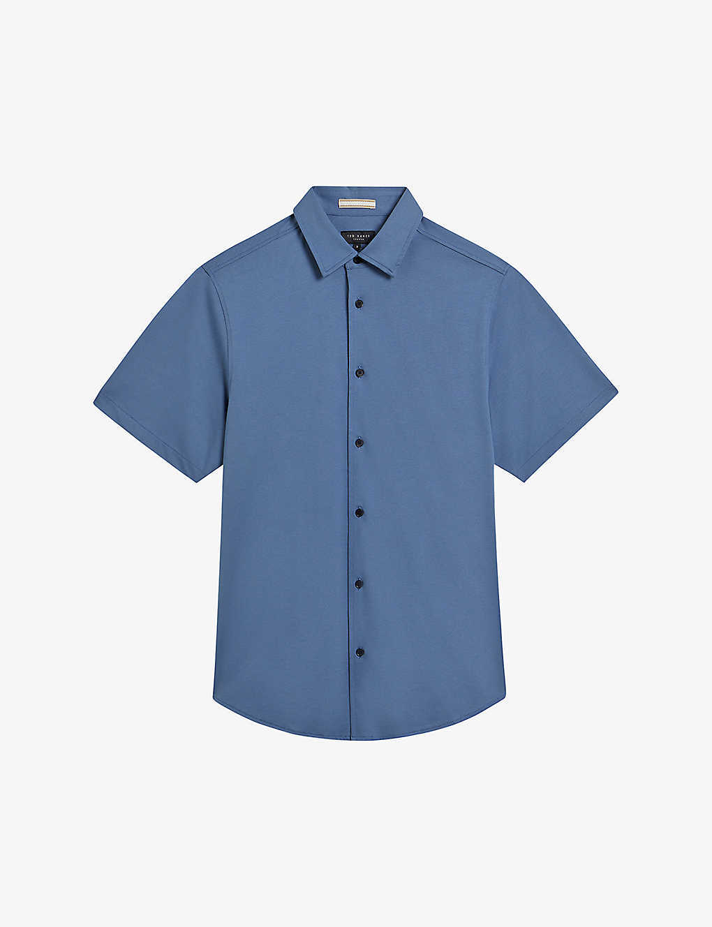 Ted Baker Mens Mid-blue Short-sleeved Cotton-jersey Shirt