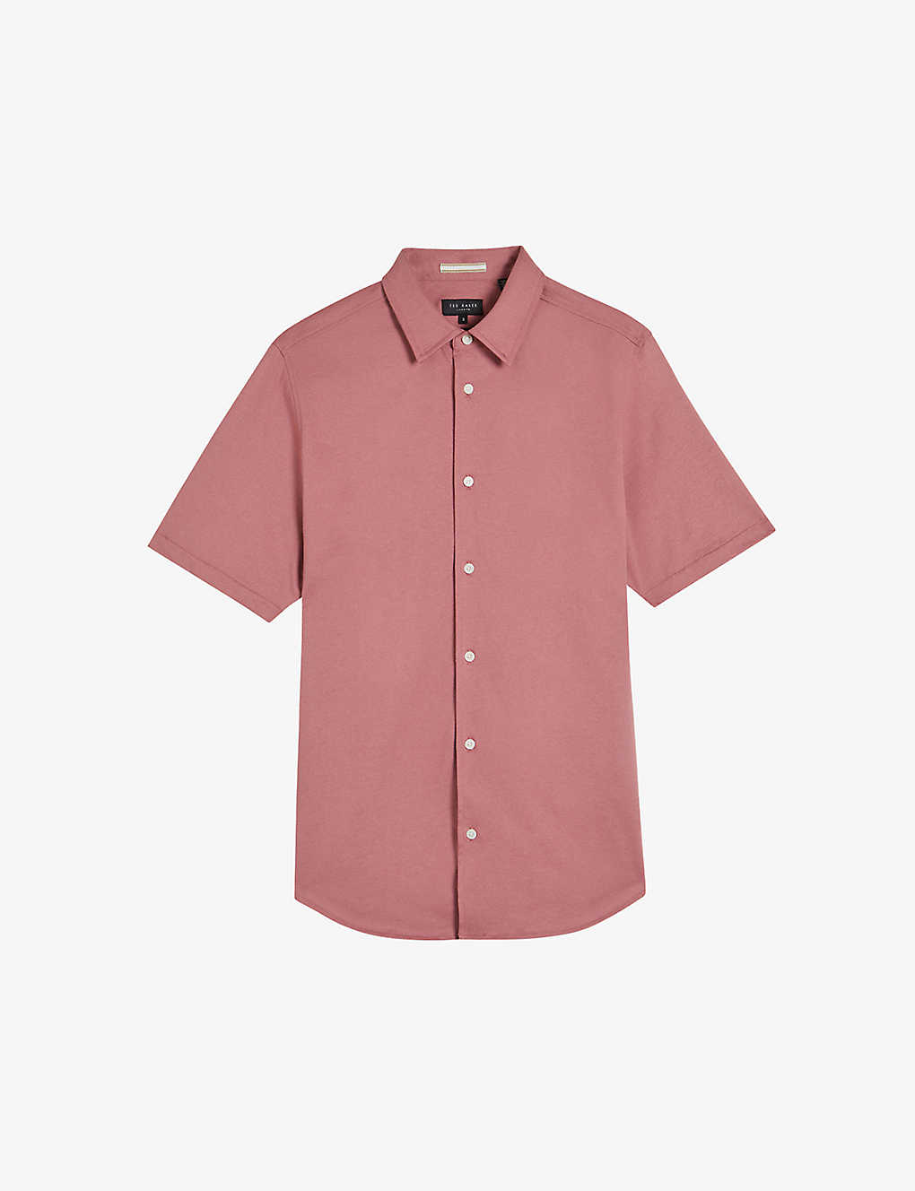 Ted Baker Mens Mid-pink Short-sleeved Cotton-jersey Shirt