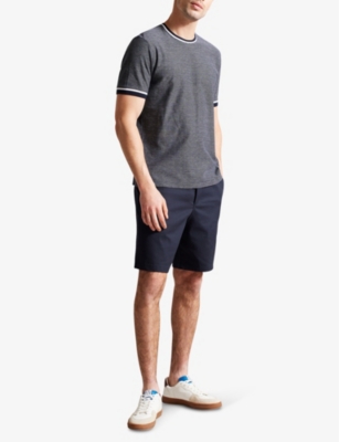 Shop Ted Baker Men's Navy Elasticated-waist Cotton-twill Shorts