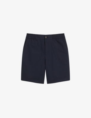 Ted Baker Mens Navy Elasticated-waist Cotton-twill Shorts