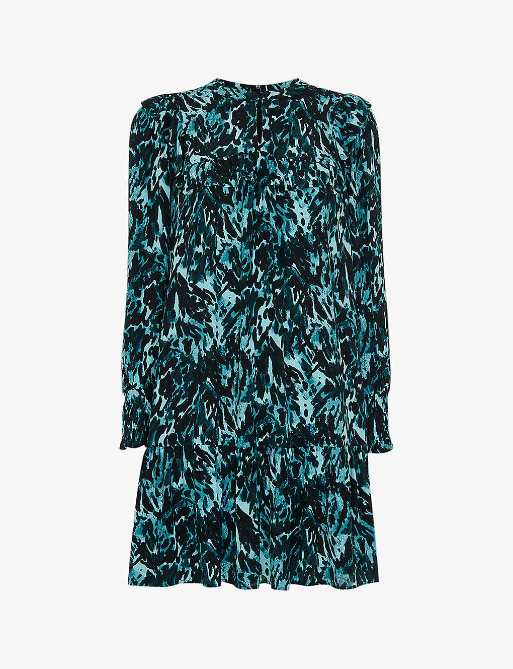 Whistles Womens Multi-coloured Animal-print Ruffled Woven Mini Dress