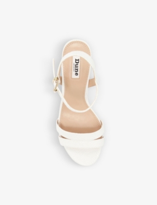 Shop Dune Women's White-synthetic Merisa Block-heel Faux-leather Sandals