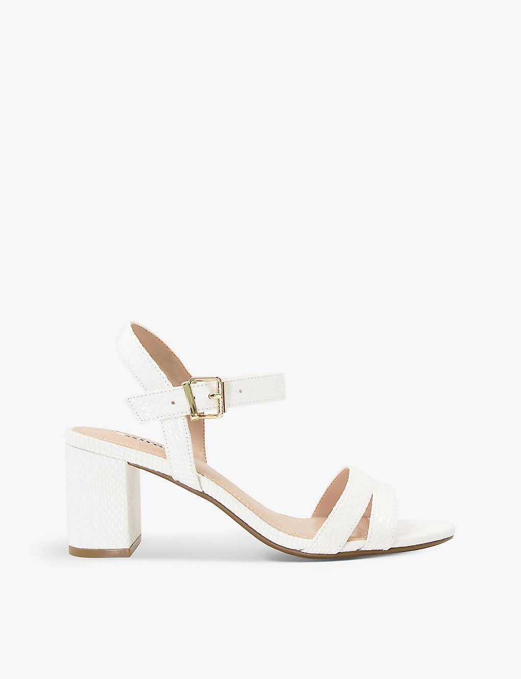Dune Womens White-synthetic Merisa Block-heel Faux-leather Sandals