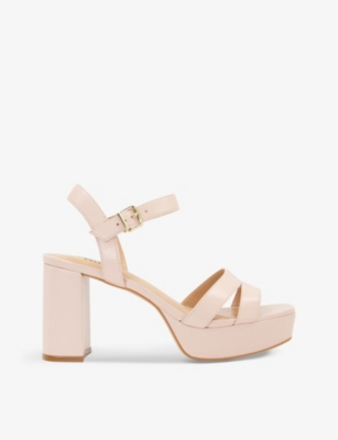 Dune Womens Nude -leather Molten Leather Platform Sandals
