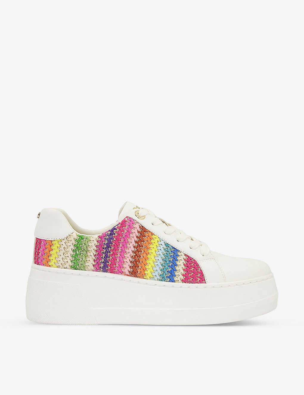 Dune Womens Multi-synthetic Episode Embroidered Faux-leather Flatform Trainers