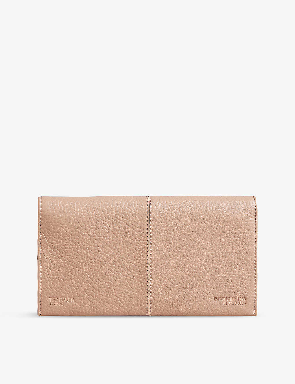 Ted Baker Taupe Logo-debossed Grained Leather Purse