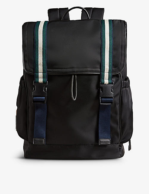 TED BAKER: Matew striped-panel woven backpack