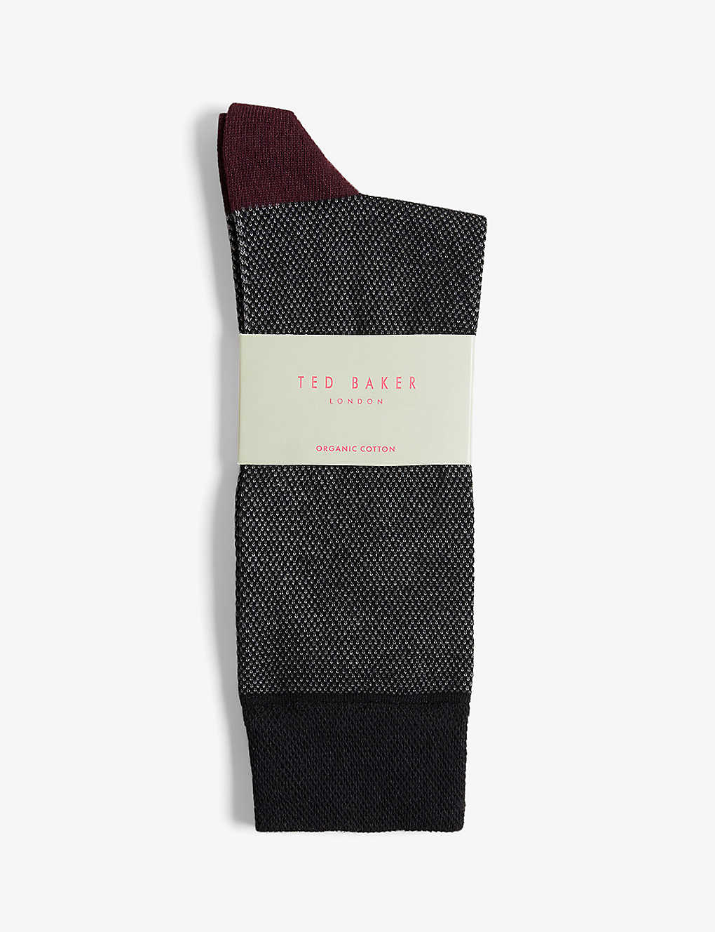 Ted Baker Mens Black Coretex Branded Organic-cotton Blend Socks
