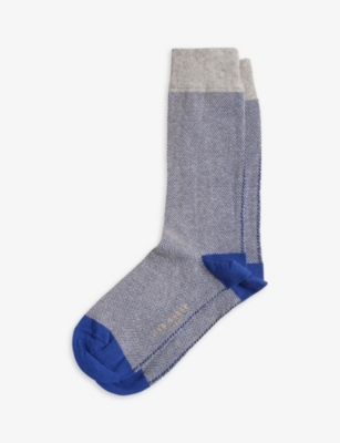 Shop Ted Baker Men's Grey Coretex Branded Organic-cotton Blend Socks