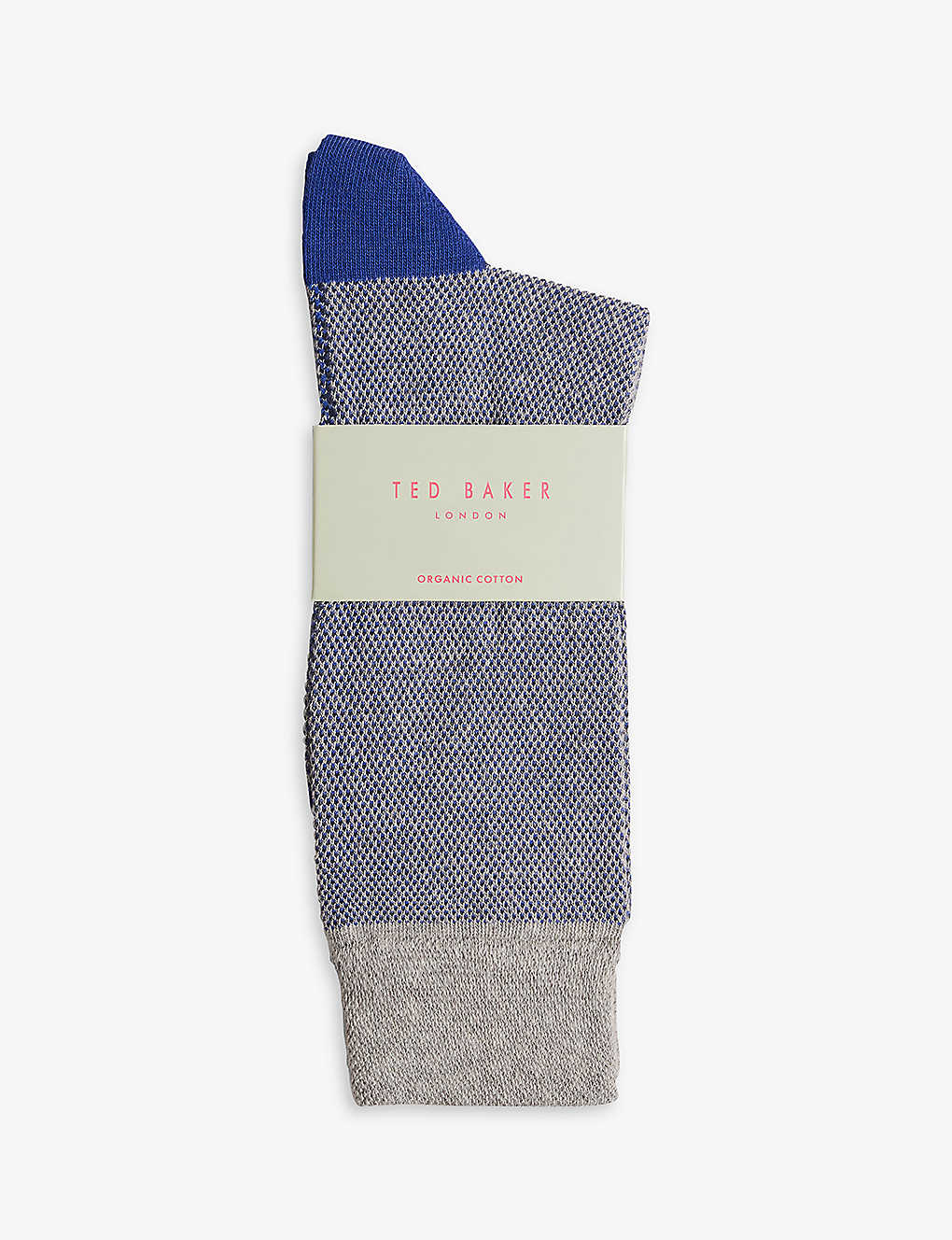 Ted Baker Mens Grey Coretex Branded Organic-cotton Blend Socks