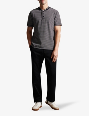 Shop Ted Baker Men's Black Striped Regular-fit Cotton Polo Shirt