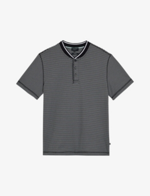 Ted Baker Mens Black Striped Regular-fit Cotton Polo Shirt
