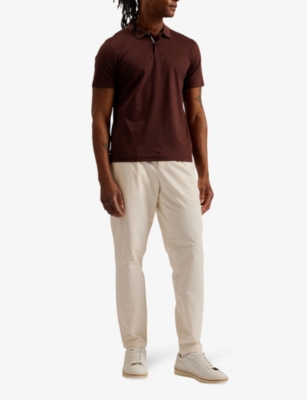 Shop Ted Baker Mens Dk-brown Zeiter Slim-fit Cotton Polo Shirt
