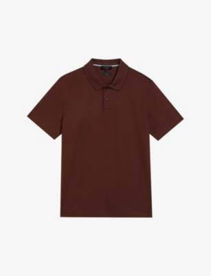 Shop Ted Baker Men's Dk-brown Zeiter Slim-fit Cotton Polo Shirt