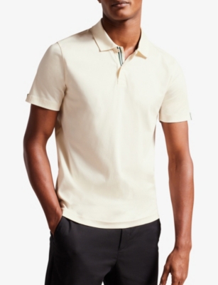 Shop Ted Baker Men's Ecru Zeiter Slim-fit Cotton Polo Shirt