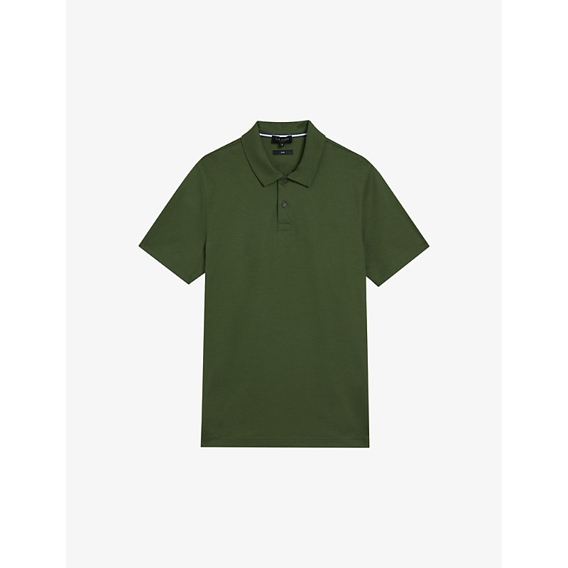 Ted Baker Mens Green Zeiter Slim-fit Cotton Polo Shirt