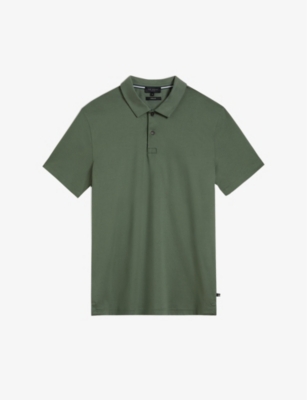 Ted Baker Mens Khaki Zeiter Slim-fit Cotton Polo Shirt