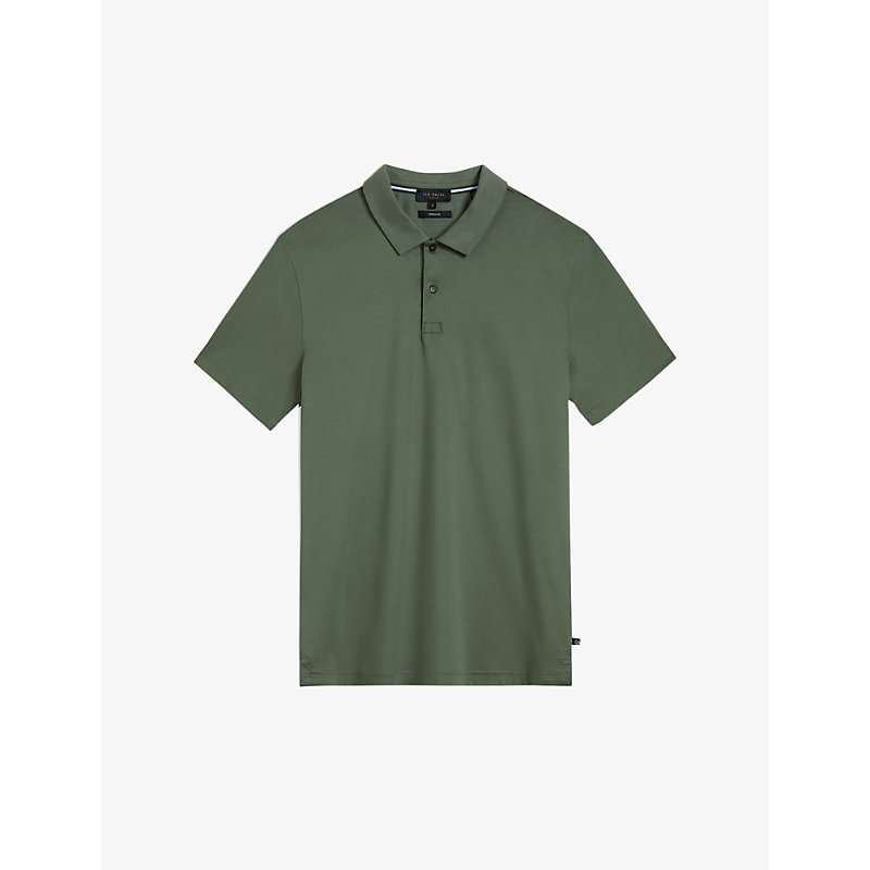 Ted Baker Mens Khaki Zeiter Slim-fit Cotton Polo Shirt