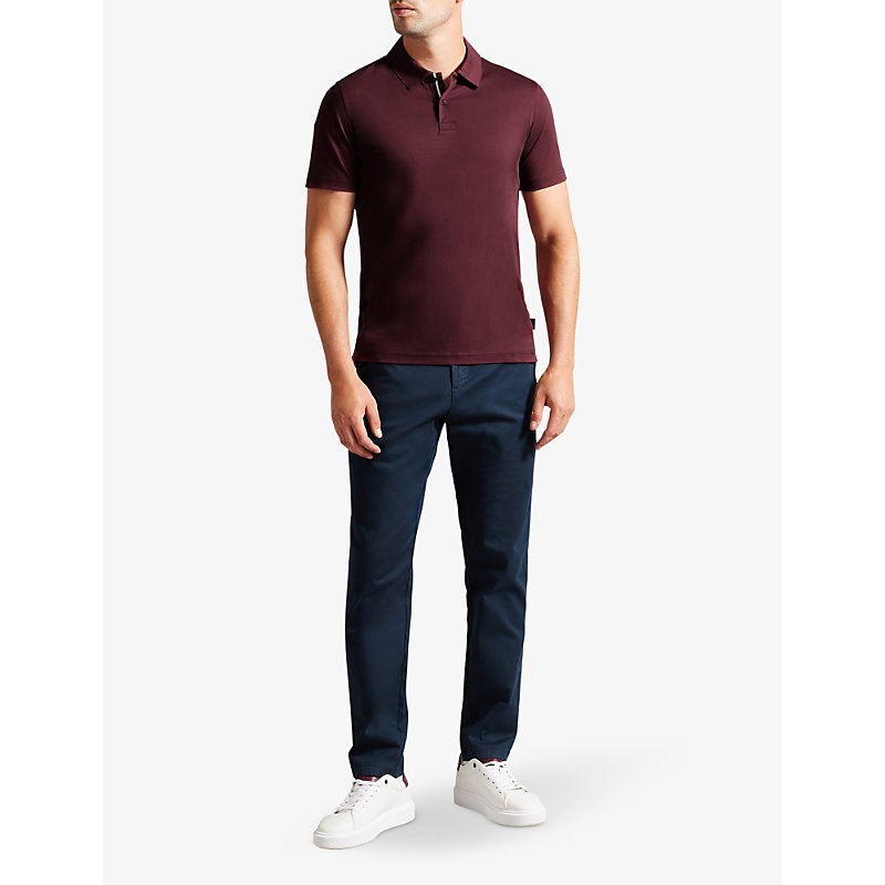 Shop Ted Baker Zeiter Slim-fit Cotton Polo Shirt In Brown