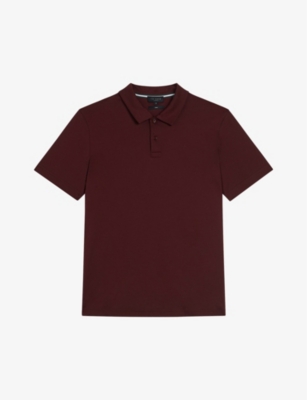 Shop Ted Baker Mens Maroon Zeiter Slim-fit Cotton Polo Shirt In Brown