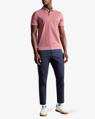 Shop Ted Baker Mens Mid-pink Zeiter Slim-fit Cotton Polo Shirt