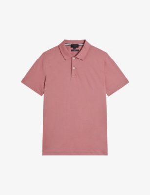 Shop Ted Baker Mens Mid-pink Zeiter Slim-fit Cotton Polo Shirt