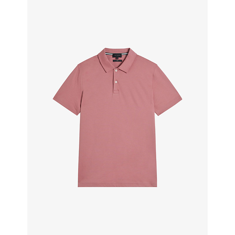 Shop Ted Baker Men's Mid-pink Zeiter Slim-fit Cotton Polo Shirt