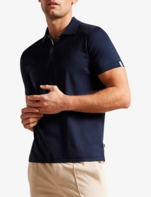 Shop Ted Baker Men's Navy Zeiter Slim-fit Cotton Polo Shirt