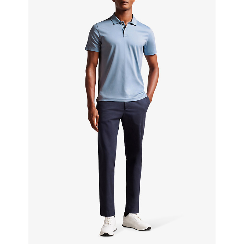 Shop Ted Baker Mens Pl-blue Zeiter Slim-fit Cotton Polo Shirt