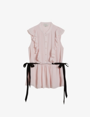 Ted Baker Evalie Ruffled Sleeveless Blouse In Lt-nude
