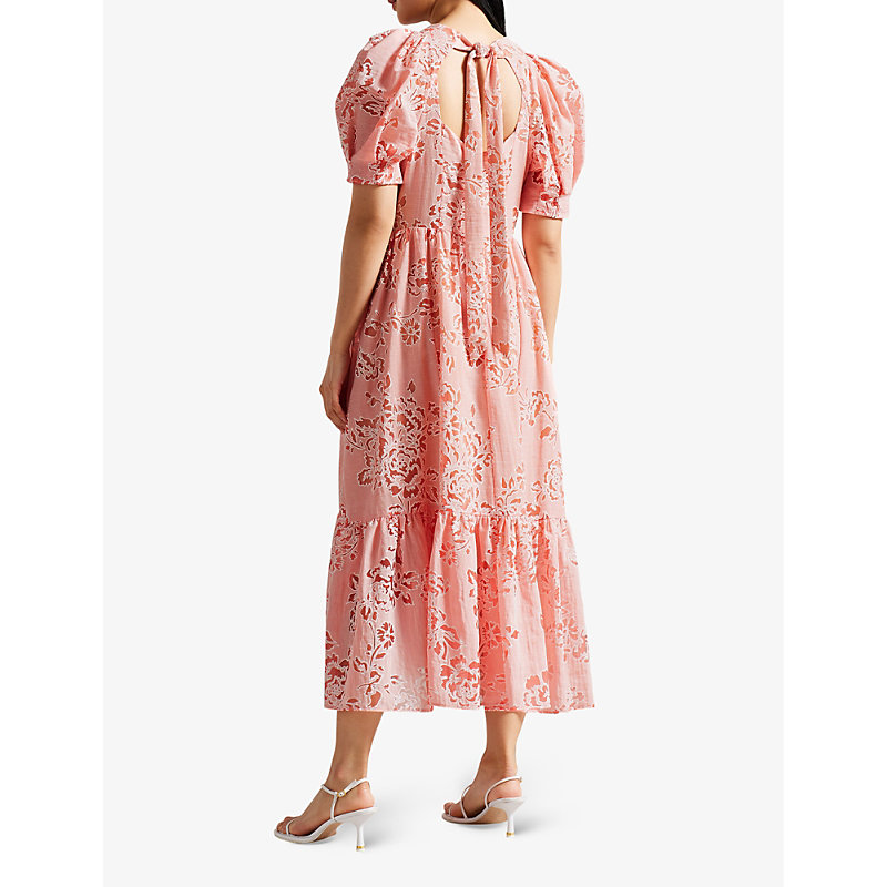 Shop Ted Baker Women's Coral Puff-sleeve Tiered Woven Maxi Dress
