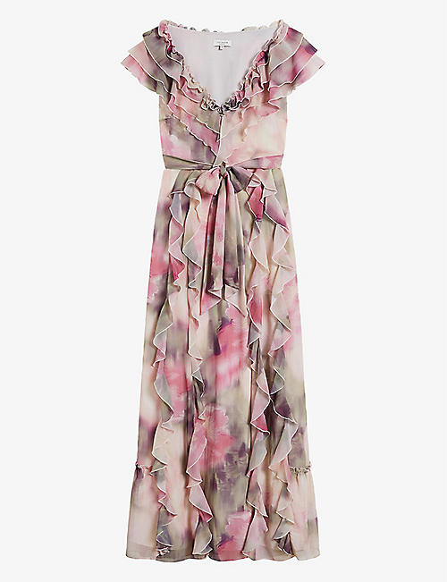 TED BAKER: Floral-print woven maxi dress