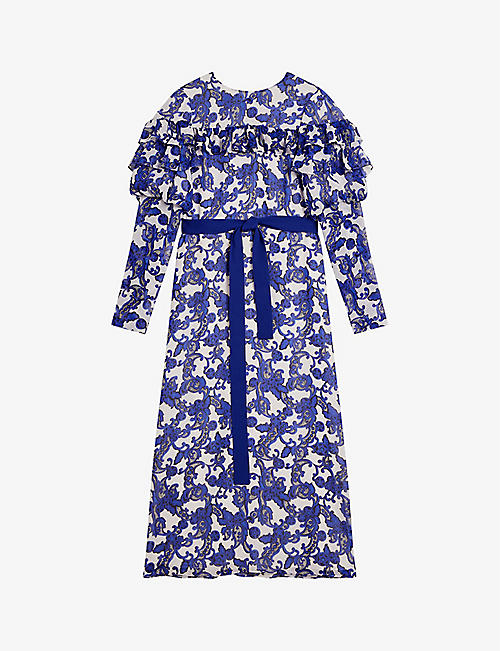 TED BAKER: Marquis paisley-print recycled-polyester midi dress