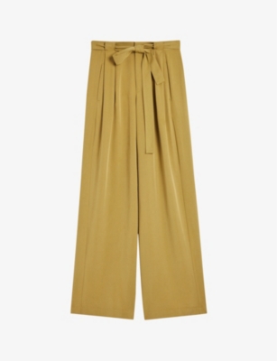 Womens Khaki Jemila Wide-leg Lyocell Trousers