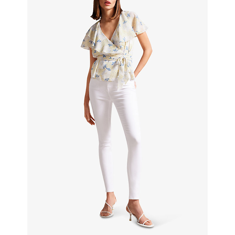 Shop Ted Baker Women's White Five-pocket High-rise Stretch-denim Skinny Jeans