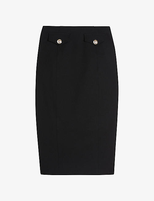 TED BAKER: Eliziah button-embellished stretch-woven midi skirt